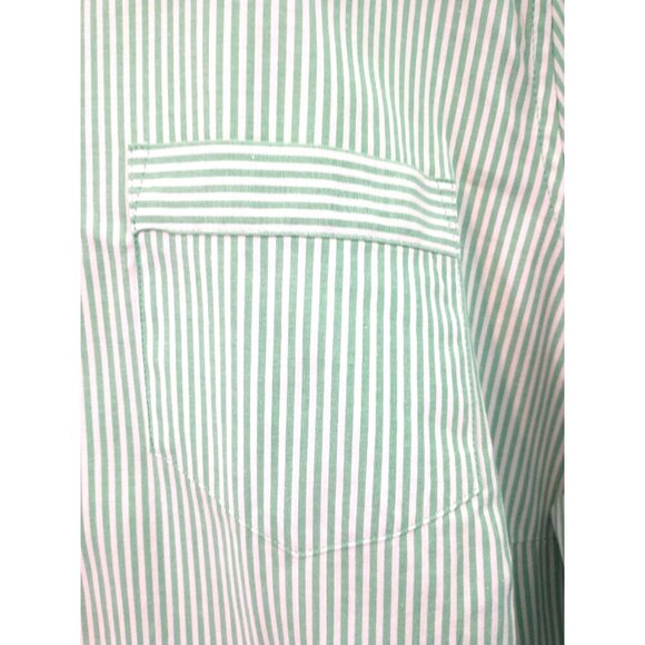 IZOD Women’s Blouse 3/4 Sleeve Button Up Green Mini Stripe Cotton Stretch - 2X - Picture 3 of 8
